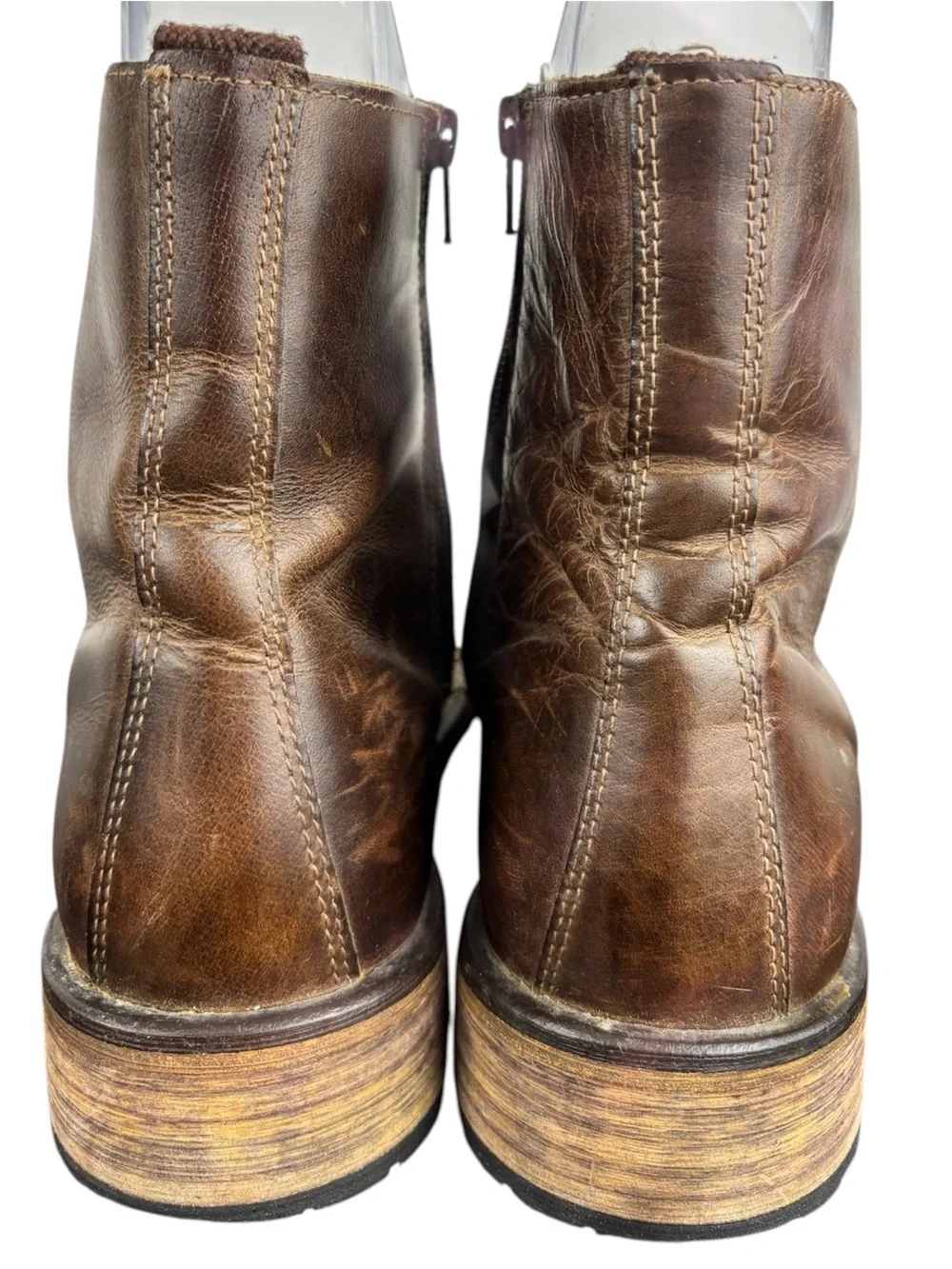 Red Tape Men’s Salisbury Ankle Boots Brown Side Zip Block heel Size 8.5